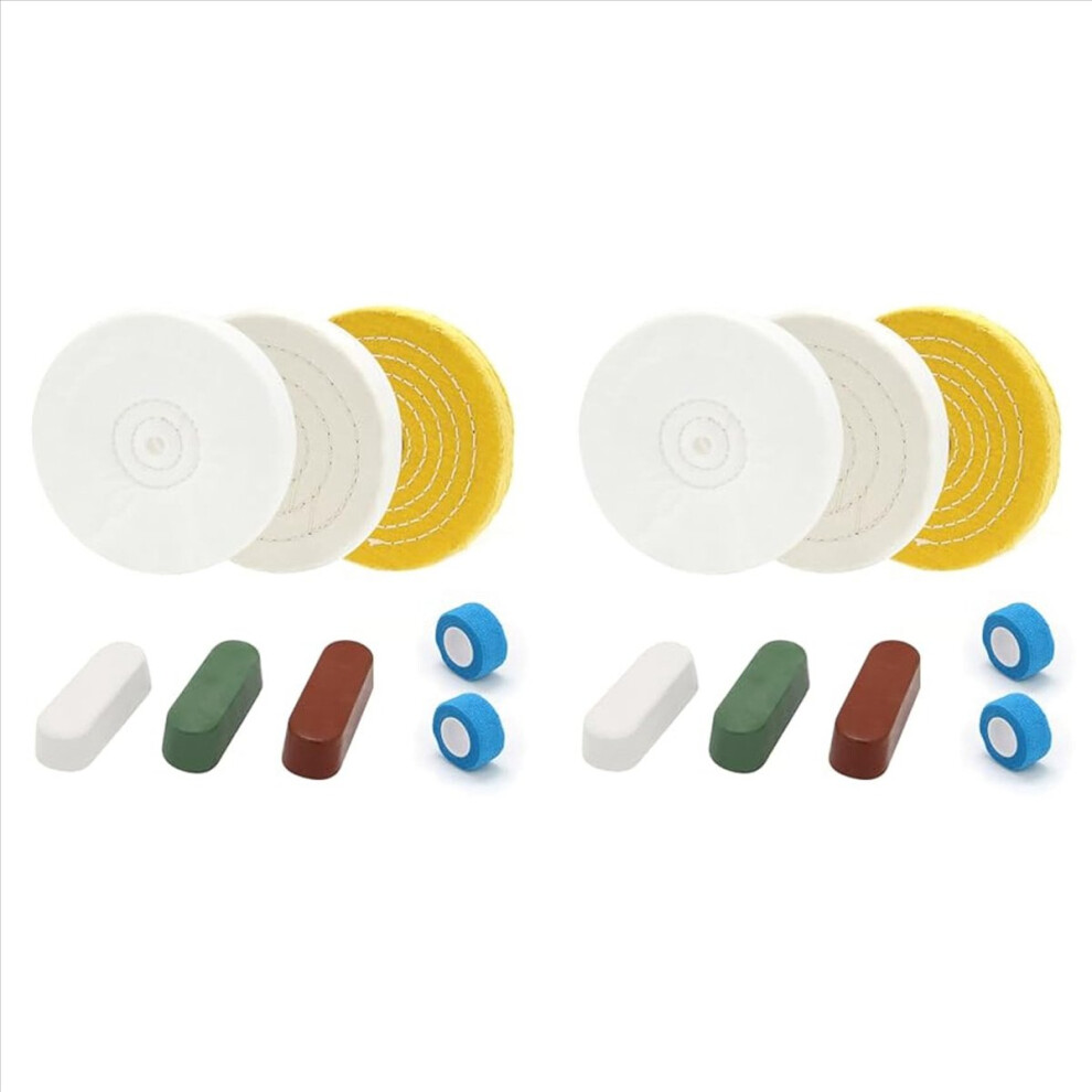 2 Set 6Inch Buffing Polishing Wheels,For Bench Grinder,With Buffing Polishing Cutting Compounds,With Non-Woven Bandage 4853239036465