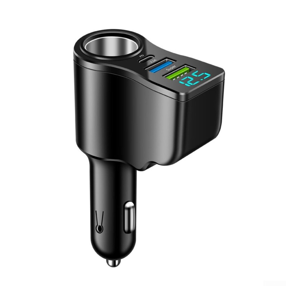 2In1 Digital Display 66W Car Charger Dual Usb Ports With Voltage Monitoring Led Screen For Mobile Phones And Tablets 9119770003751