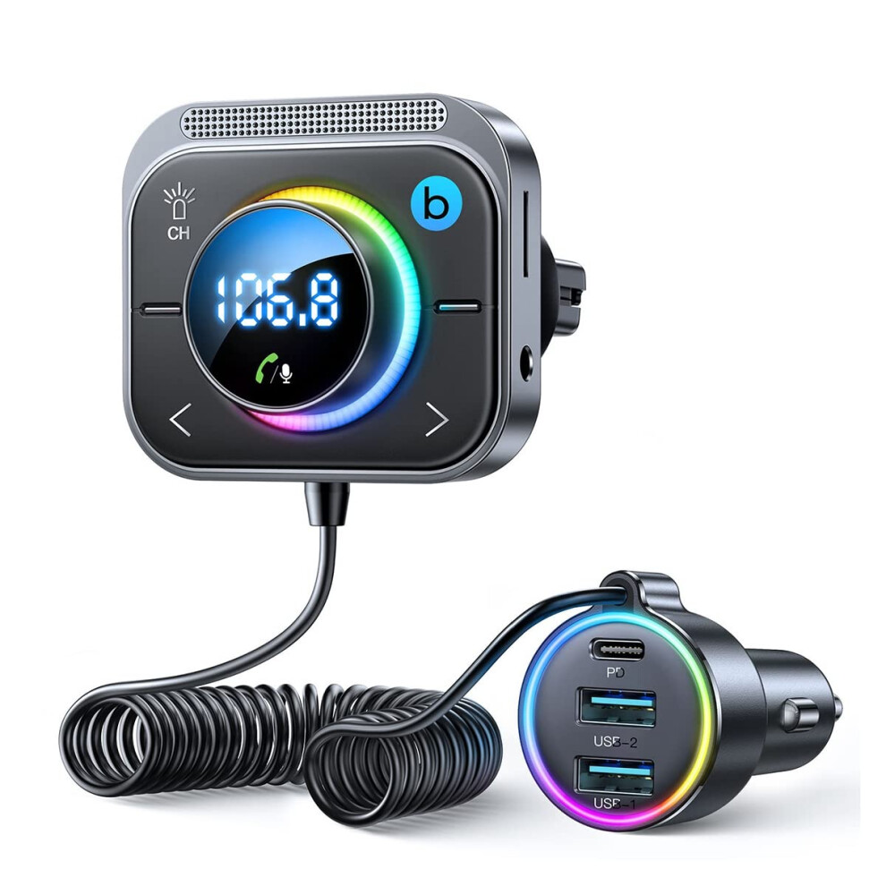 Bluetooth Fm Transmitter With Car Charger, Deep Bass Stereo Audio, Dual Usb Ports For Car 9119770004024