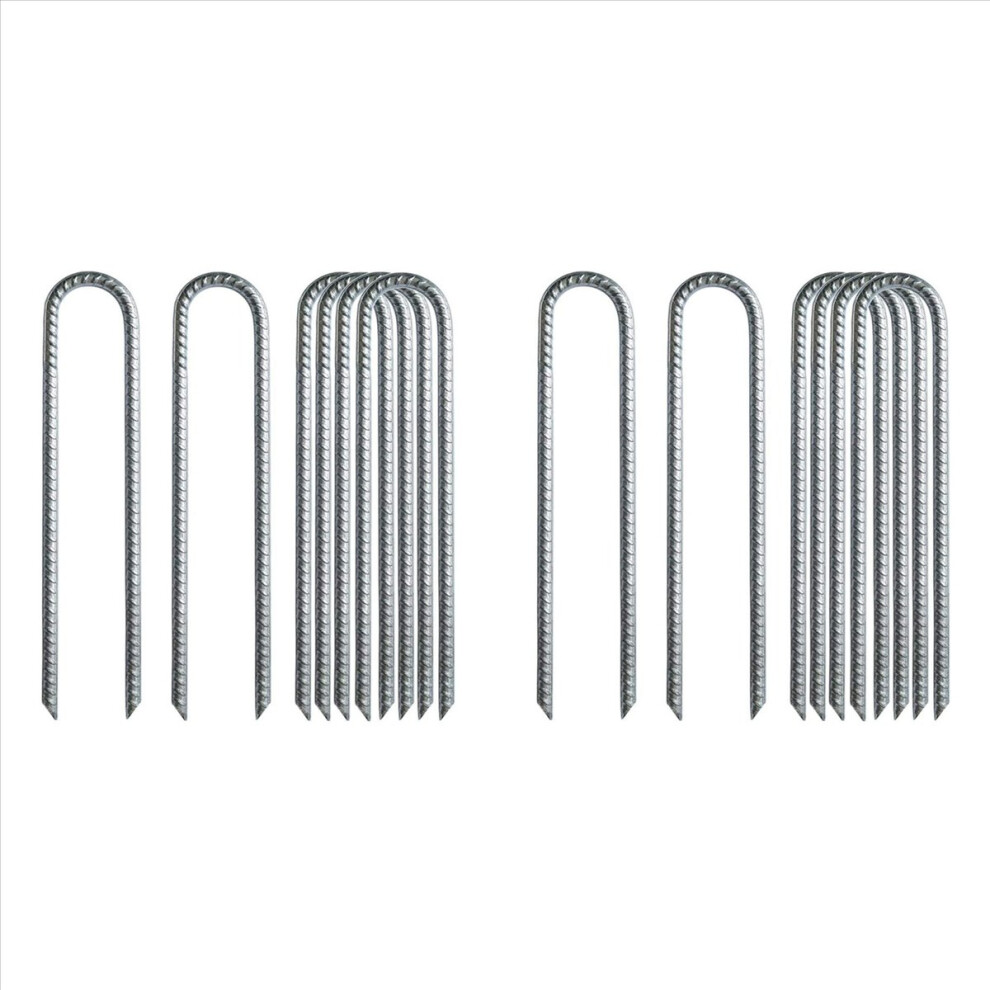 12Pcs Garden Ground Rebar Stakes Tent Nails Galvanized Steel U Pegs Gardening Anchors, Heavy Duty Landscape Pins 12 Inch 4854166069663