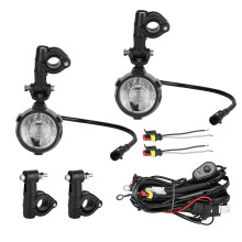 LED-hjelpelyssett for motorsykkel, tåkelys med superlyse spot-flomlys og kombostråle, plug and play-ledningsnett, robust støpt stål