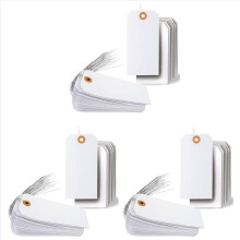 375 Pcs Hang Tags with Reinforced Eyelet and Wire, Pre-Attached Wire Cardboard for Labeling Price 4 3/4 X 2 3/8 Inch
