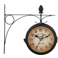 Wall Clock Double Sided Art Clock Indoor Outdoor Garden Wall Clock Silent Non Ticking Retro Style