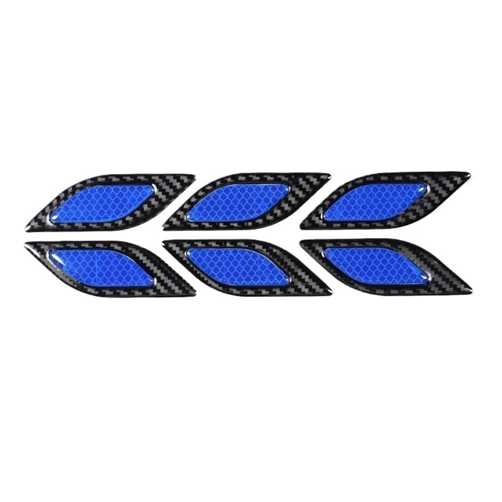 6Pcs Reflective Carbon Fiber Car Bumper Strips Waterproof Anticollision Protection Blue 9365049304771