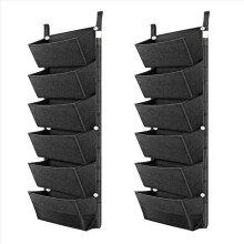 2X 6 Pockets Garden Wall Hanging Planting Bags Vegetable Green Plant Grow Planter Black