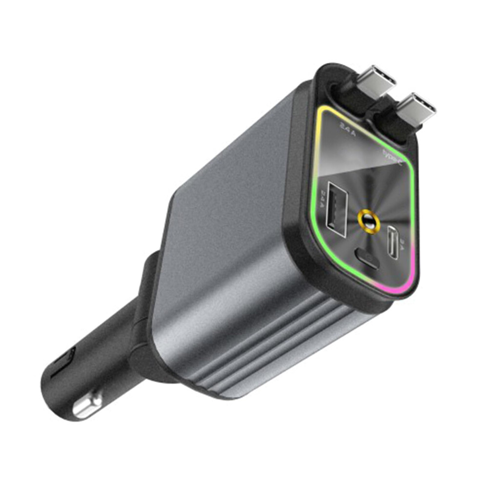 4 In 1 Retractable Car Charging Adapter With Typec Cord Usb And Usbc Ports For 16 15 14, 120W Usbc Fast Charging 9365049307185