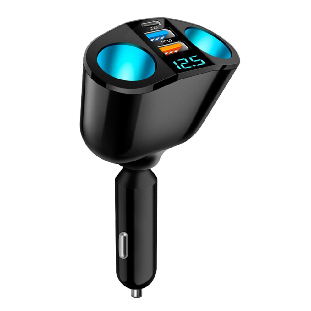 5 In 1 Car Cigarette Lighter Charger Dual 12 V Sockets Qc3.0 Pd Usb 2.4A Led Voltmeter For Android Ios Tablet Gps Tachograph 9365049306218