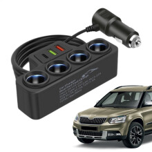 120W Car Plug Adapter 12V 24V Car Charger USB Socket Splitter Road Trip Charger