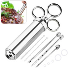 Professional Meat Injector for Smoking, Stainless Steel Meat Injector with Leak-Proof Design, Large Capacity Marinade Injector, 3 Professional