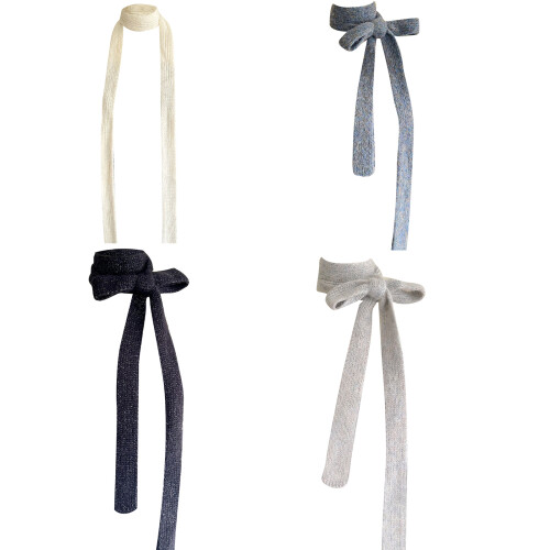 Écharpe étroite de couleur unie, mode Vintage, écharpe-Noir 1