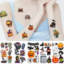 Herbstzauber: Kürbis-Sticker für Scrapbooking, Halloween-Magnetset für Bastelarbeiten, temporäre Tattoos für Kinder mit glänzender Schutzfolie
