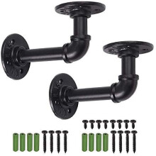 Rustic Wall Mount Shelf Brackets, Pipe Floating Shelf Bracket Heavy Duty, Right Angle Iron Shelving Brackets for Shelves - Sturdy and Versatile
