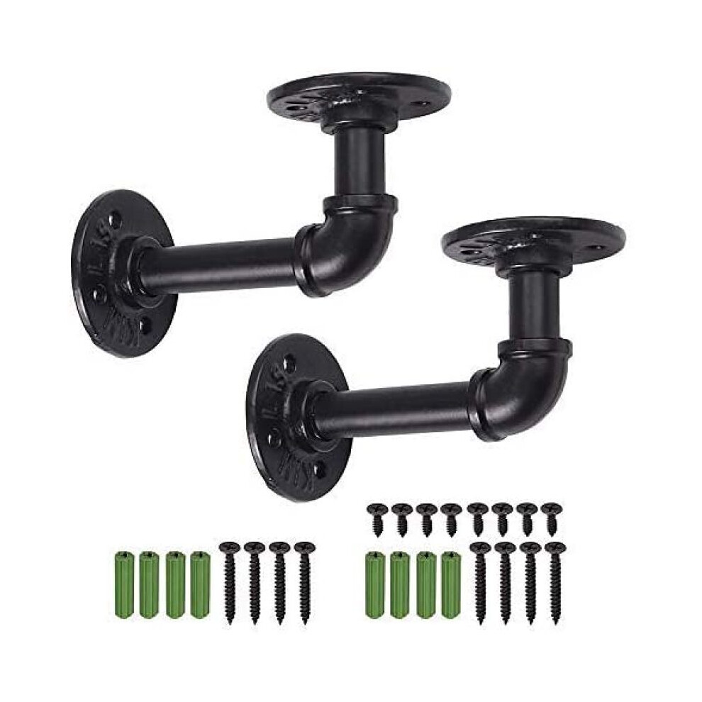 Rustic Wall Mount Shelf Brackets, Pipe Floating Shelf Bracket Heavy Duty, Right Angle Iron Shelving Brackets For Shelves - Sturdy And Versatile 9048212460961