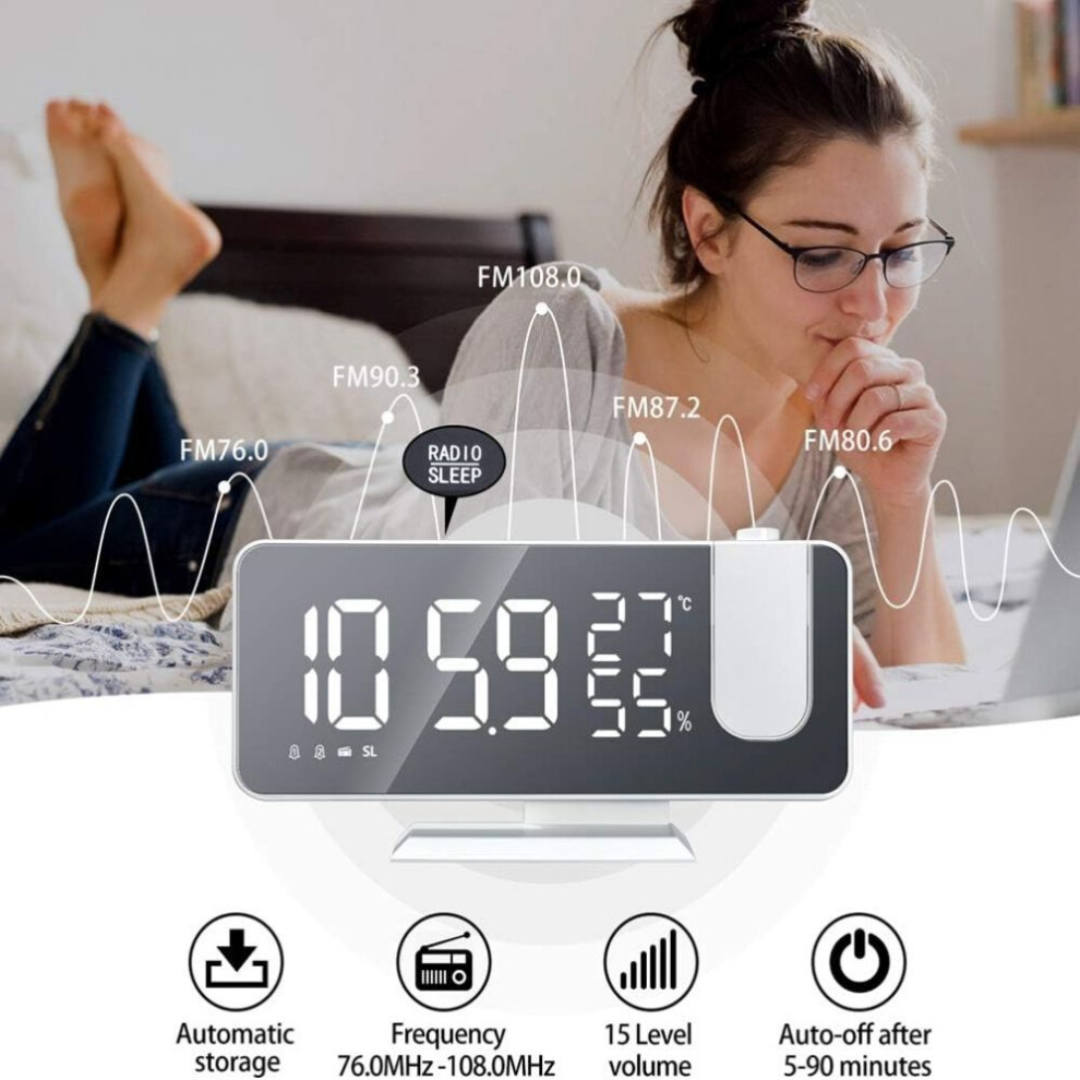 Rotatable Projection Alarm Clock, Innovative Projection System Adjusts To Your Viewing Preference, Large LED Display Ensures Clarity From A Distance,