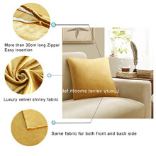 Luxurious Decorative Velvet Pillow Covers, Elegant Gold Tone 18x18 Square Design, Soft Velvet Fabric for Living Room Decor