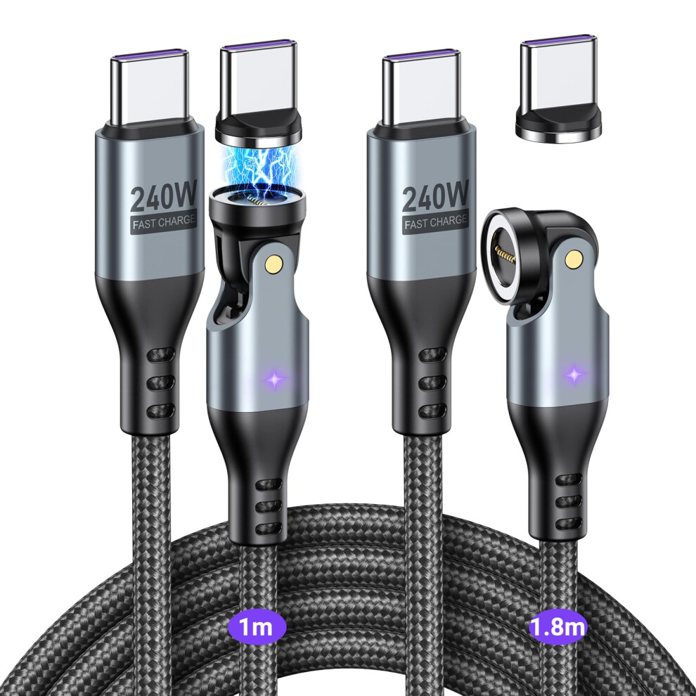 240W Magnetic Charging Cable 9Pin Usbc To Usbc Pd 240W 2Pack 1M/1.8M For Tablet Laptop Macbook Smartphone 9119770006653