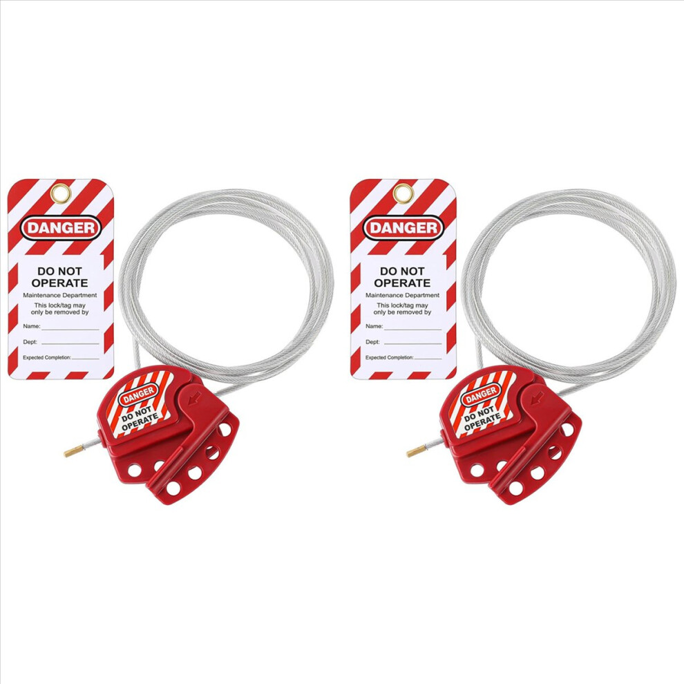 2X Lockout Tag Cable Lock Adjustable Cable Lock Vinyl Coated Steel Cable Lock For Equipment Maintenance And Repair 4854166062589