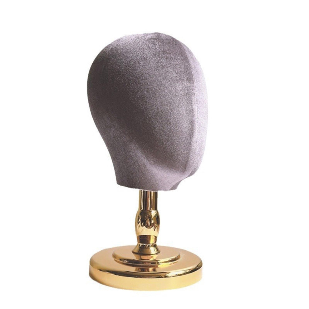 Professional Hair Stylists' Mannequin Head Portable Wig Storage With Removable Hat Holder Display Gold Base Gray