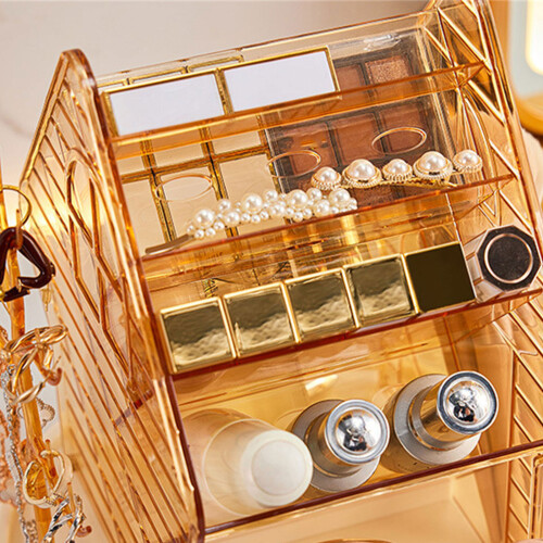 Spacious Plastic Makeup Brush Container 360 Degree-Clear 2