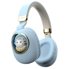 Wireless BT5.3 OverEar Headphones, Gaming Headset With Cute Cartoon Animal Design, AUX In, Foldable, Blue