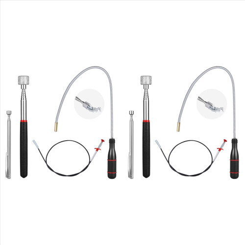8 Pack Telescoping Magnet Pick-Up Tool Set, Extendable Magnetic Telescoping Pickup Tool 1-15 LB & 23inch Bendable Spring