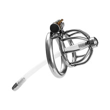 Sex Toys Chastity Cage Inverted Catheter Hollow Out Design Male Chastity Device 50mm Silver Breathable Chastity Lock