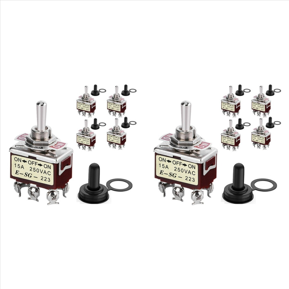 10Pcs Momentary Toggle Switch 12V Dc 3 Position 30A Dpdt (On)-Off-(On) 6 Pin Car Toggle Switch With Cover For Car Boat 4854166081207