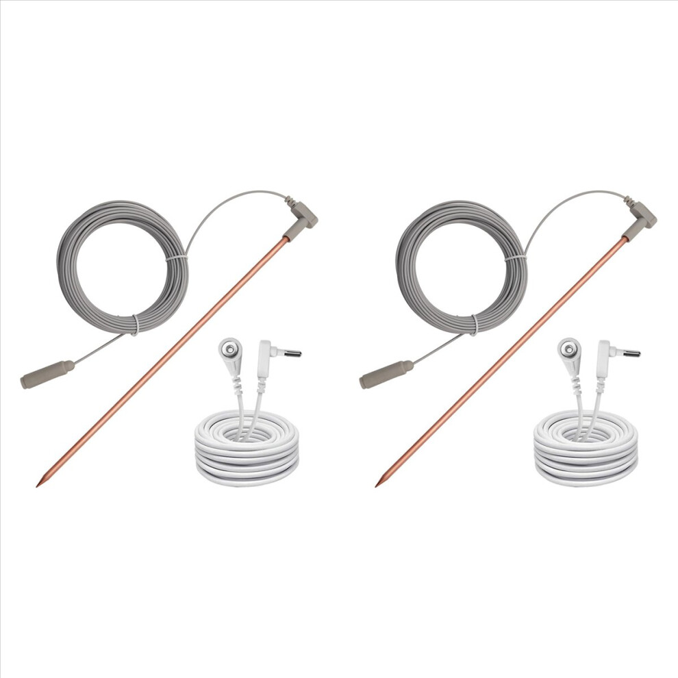 2X Copper Grounding Rod With 40Ft Female Ground Cord, Portable Ground Rod Kit,For Grounded Earth Connected Products A 4854166095662