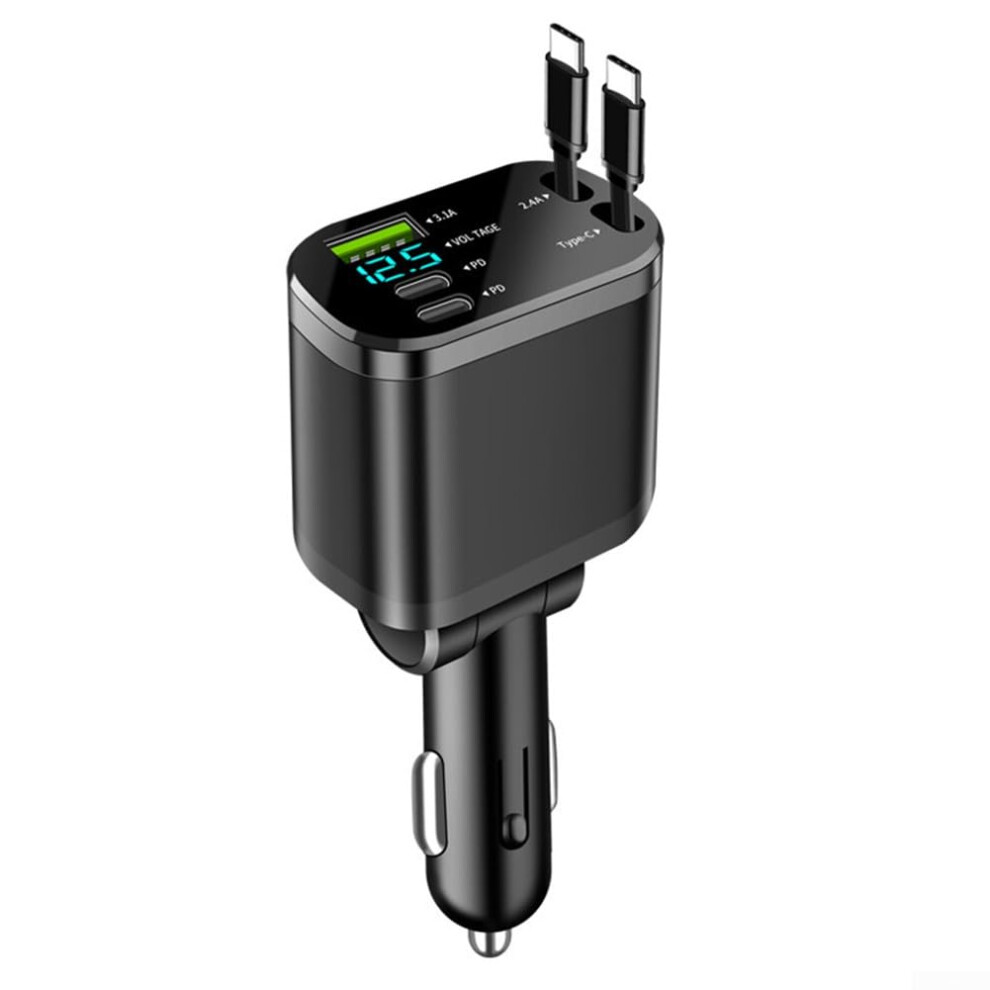 90W 5Port Fast Charging Car Charger With Retractable Cables And Usbc Usba Ports 9119770007636