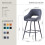 AINPECCA Set of 2 PU Leather Bar Stools Bar Chairs Grey 2