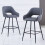AINPECCA Set of 2 PU Leather Bar Stools Bar Chairs Grey 1