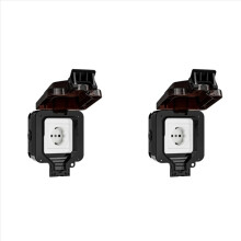 2X IP66 Waterproof Socket 220V Black Wall Plug Power with Built-in Switch Electrical EU Home Appliance(A)