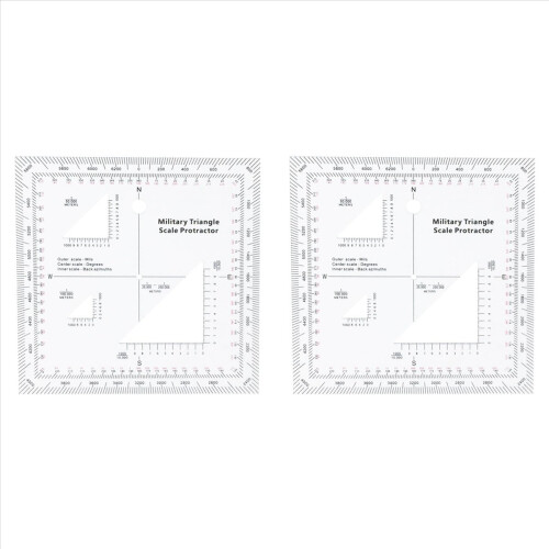 2X Coordinate Scale Practical Transparent Topographical Map Scale Navigation Protractor