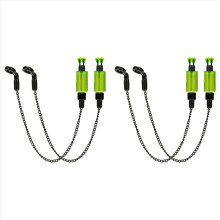 4pcs Bite Alarms Carp Fishing Hangers Bobbins Swingers Indicators Fishing Alarm Swinger Steel Chain Bite Alarm Green