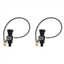2X HPAT M18X1.5 Fill Refill Station Tank Charging Valve Dual Gauge with 50cm High Pressure Hose