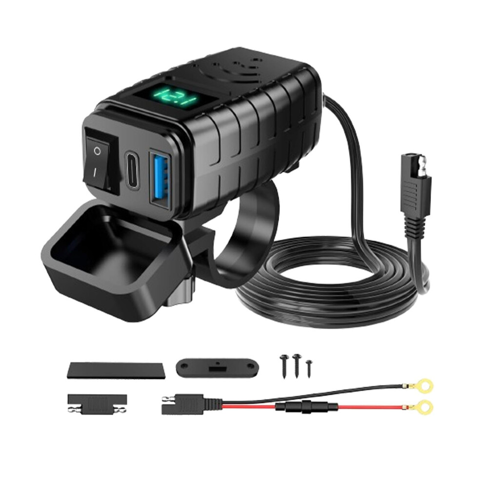 Motorcycle Phone Charger Pd 3.0 Qc3.0 Fast Charging Usb Port Socket For Motorcycles Green 9365049309899