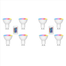 8pcs Gu10 Bulbs and 1remote Control with Memory Function 17colors Changeable Spot Ligh 4dynamic Lighting Modes Spotlight