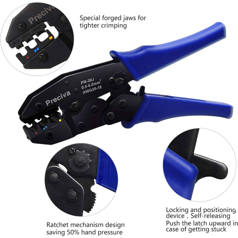 Ratcheting Crimper With Ergonomic Handle Shape For Seamless Crimping Experience, Waterproof Terminal Connectors Ensuring Reliable Connections, 9048212413561