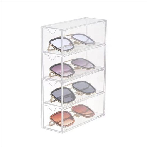 3X Glasses Storage Box 4 Layers Large Glasses Organizer Box Multifunctional Stackable Display Holder Reusable Cosmetics 2