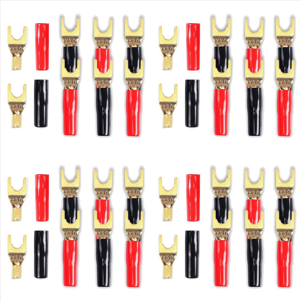 Y Plug Spade Connector For Speaker Wire,32 Pcs Y Spade Plug 45 Degree Gold Plated U Fork Spade Plug Connector 4854166090506