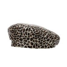 Béret imprimé léopard fait à la main élégant chapeau-béret beige