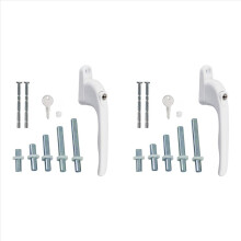 2X Window Handle, for , White, Universal Window Handle, Flat Handle, Key Lock, for Double Glazing