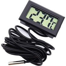 Nauwkeurige LCD-display thermostaat, hygrometer met sonde voor mini digitale koelkastthermometer, werkt op batterijen.
