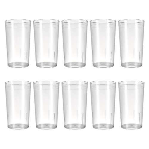 Reusable Tumblers Pack of 10 Plastic Stackable-Clear 300ml