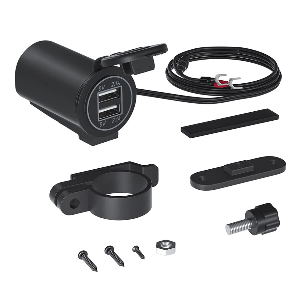 Motorcycle Usb Charger With Voltmeter, Waterproof Dual Port 4.2A Fast Phone Charging Adapter 9365049312066