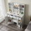 Vanity Makeup Desk & Mirror 3 Drawers Stool Set 3