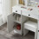 Vanity Makeup Desk & Mirror 3 Drawers Stool Set 4