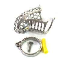 Long Sissy Chasity Cage Stainless Steel Male Cage With 50mm Cock Ring, Hollow, Big Urethral Opening for Bondage