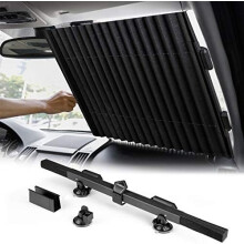 Pare-soleil pliable pour voiture, en aluminium, rétractable, pour pare-soleil de pare-brise avant, offrant une couverture optimale et une
