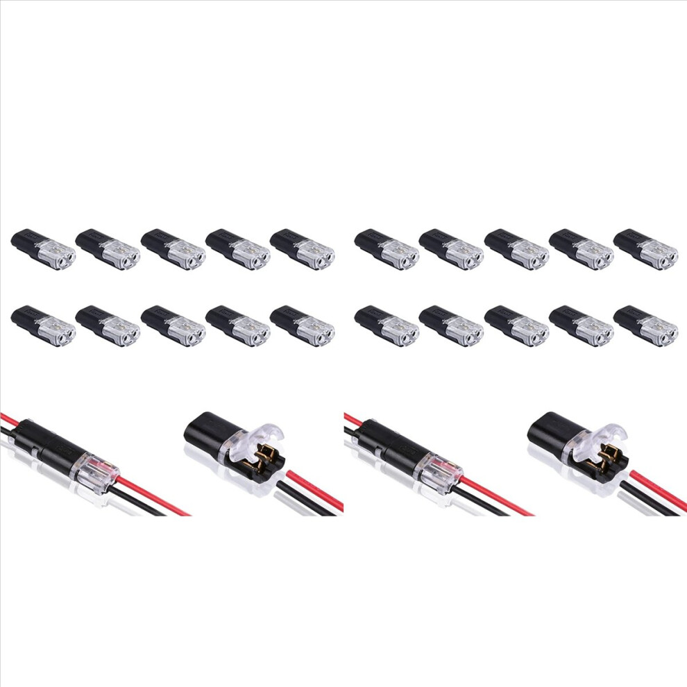 20Pcs Double-Wire Plug-In Connector With Locking Buckle,Pluggable Connectors 2 Pin 2 Way Universal Compact Wire Terminal 4854166088947